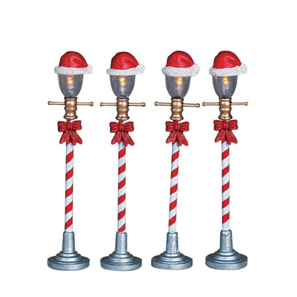 Santa Hat Street Lamp, Set Of 4