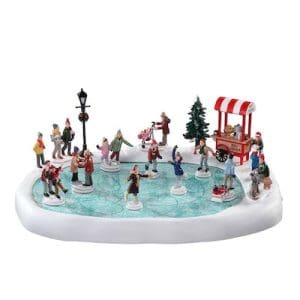 Village Skating Pond With Sound, Set Of 18