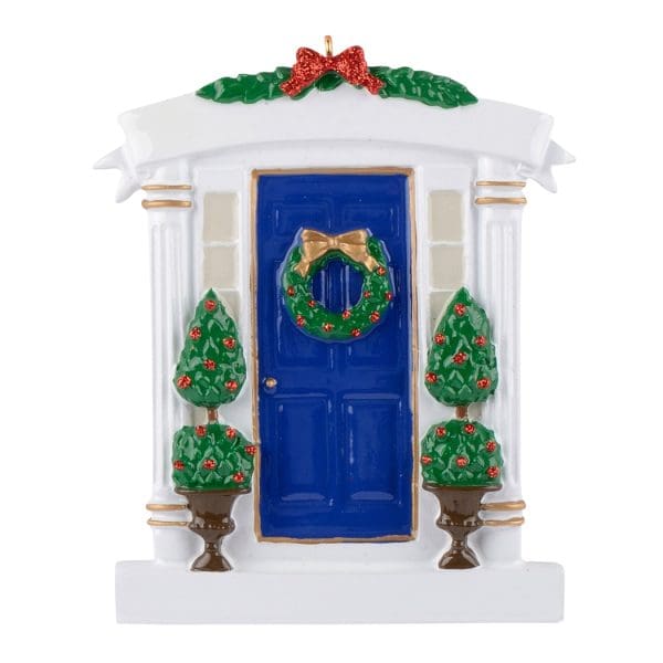 Maxora Blue Door Holiday House Ornament