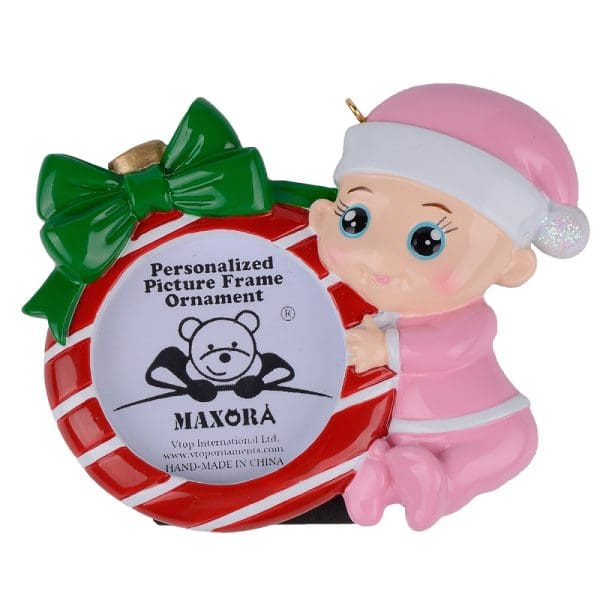 Maxora Photo frame Ornament for Baby Girl 1st Christmas