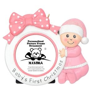 Maxora Baby's First Bow Photo Frame Ornament Girl