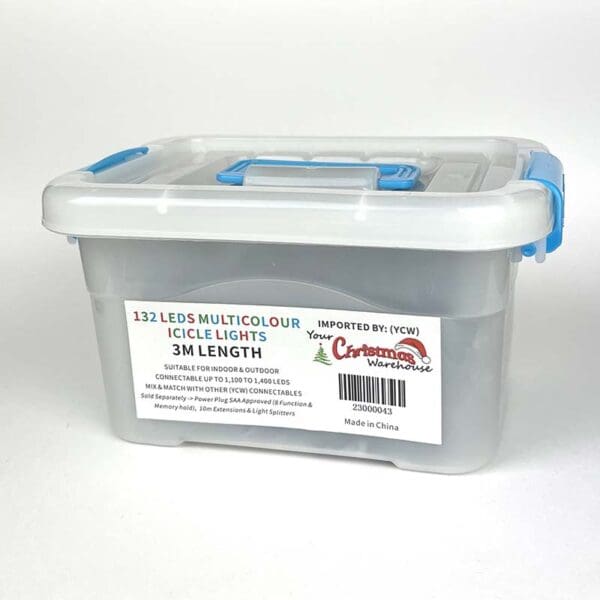 132 LED Icicle Lights 3M length - Multicolour - Image 2