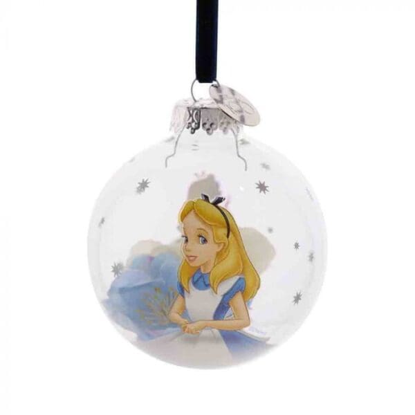 Disney 100 Christmas Glass Bauble Alice In Wonderland - Image 3