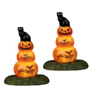Cat And Pumpkin, Set Of 2, B/O (4.5V)