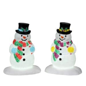 Holly Hat Snowman, Set Of 2, B/O (4.5V)