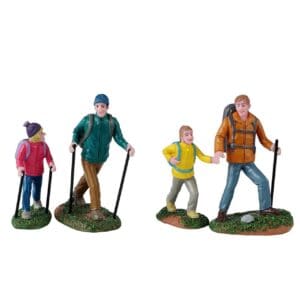 Father And Daughter Hikers, Set Of 4