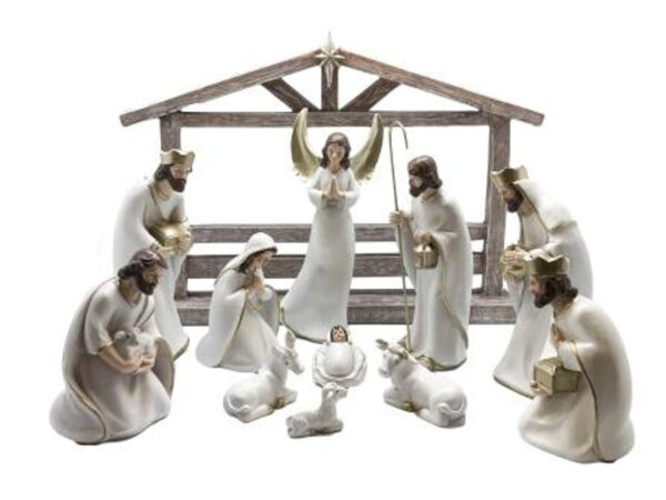 Nativity Set and Stable - White 11pcs 210mm