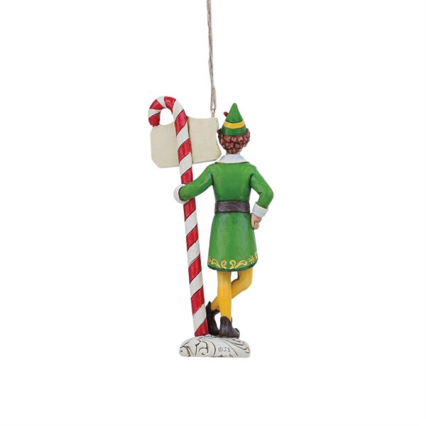 Buddy Elf Holding Candy Cane Forest Signpost Hanging Ornament - Image 2