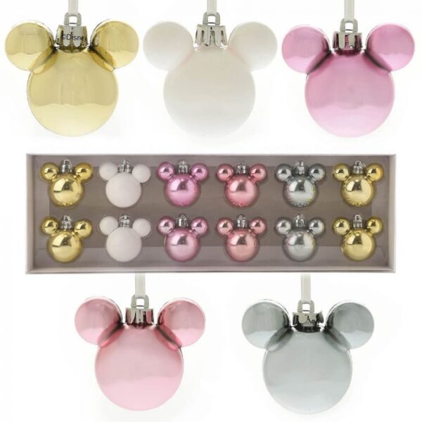 Mickey Christmas: Mini Blush Baubles (Set Of 12)