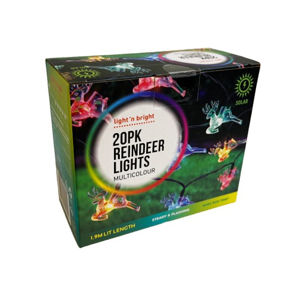 Lights 20pk Reindeer Multicolour Solar