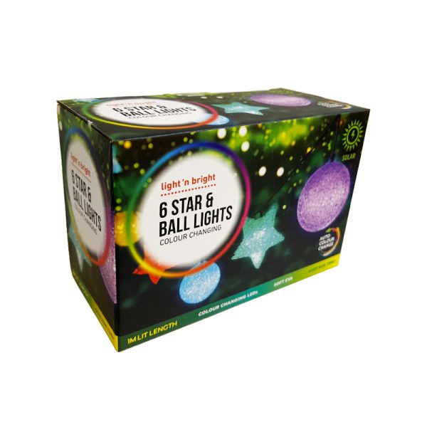 Lights Star and Ball Colour Changing Solar Pk6