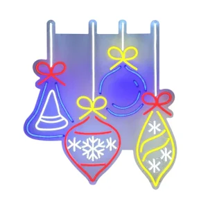 80 x 72cm Neon Hanging Baubles Sign