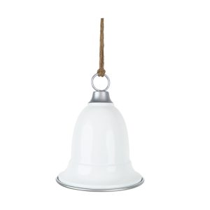 15X19Cm White Bell W/Silver Top And Rim