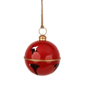 20Cm Red Sleigh Bell W/Champagne Cap & Rim
