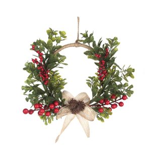 34Cm Metal Wreath W/Berries