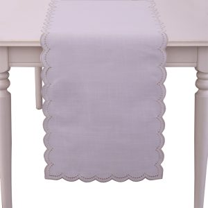 40X173Cm Silver Emroided Scalloped Edge Tablerunner