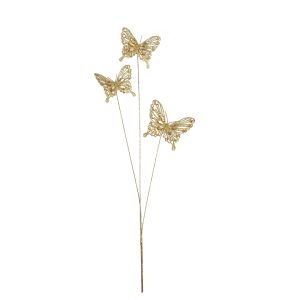80Cm 3 Champagne Butterflies Stem