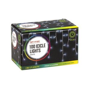 Lights Solar Icicle Pk100 White 2F