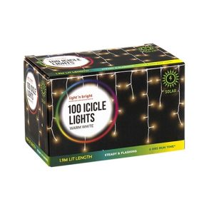 Lights Solar Icicle Pk100 Warm White 2F