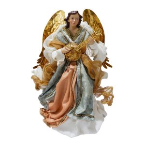 35cm Coral & Blue Angel W/Gold Metal Wings