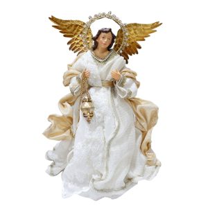 35cm Ivory Angel W/Pewter Metal Wings