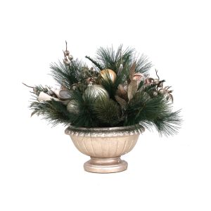 40cm Champagne Poinsettia Arrangement In Gold Pot