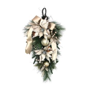 70cm Champagne Poinsettia Decorated Swag