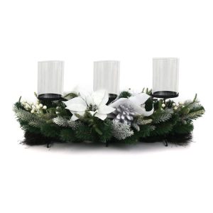 3 Candle Holder White Magnolia L90Xw38Xh20cm