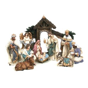 Set Of 11 Polyresin Nativity Set-Size 17.5cm To 45cm