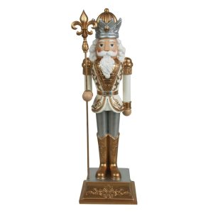 60cm Polyresin Silver & Champagne Nutcracker