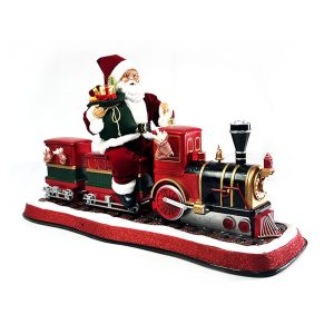85X27X46cm Santa On Train W/Motion & 20Led Lights